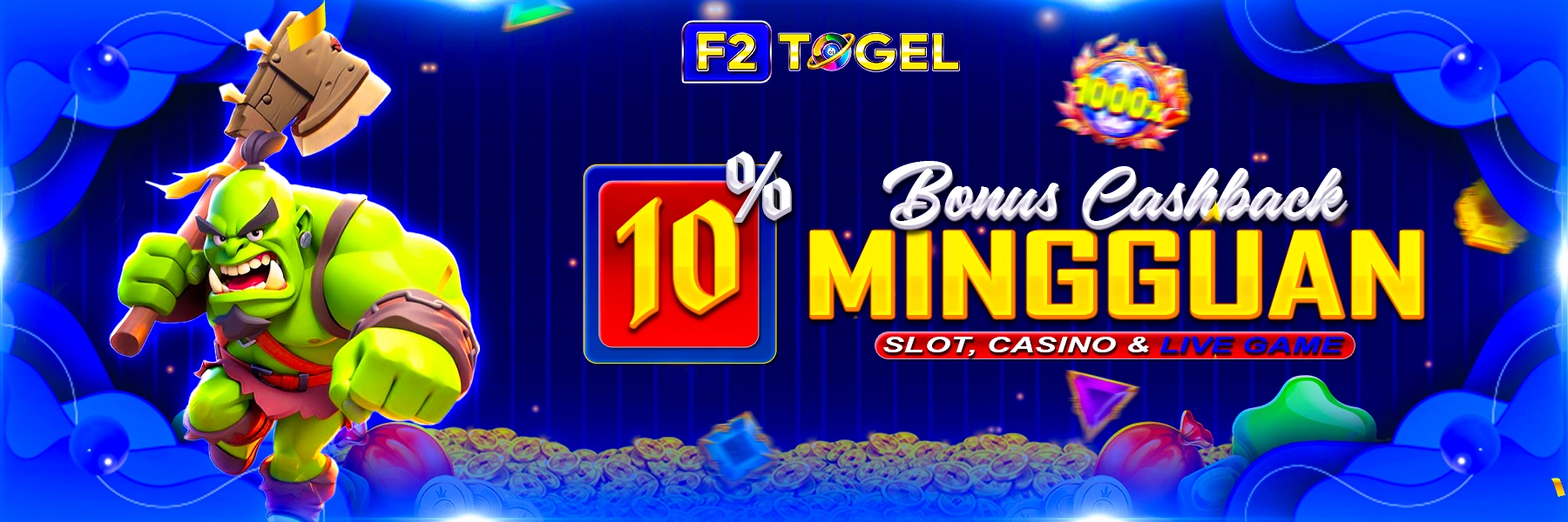 BONUS CASHBACK MINGGUAN 10% SLOT , CASINO , LIVE GAMES