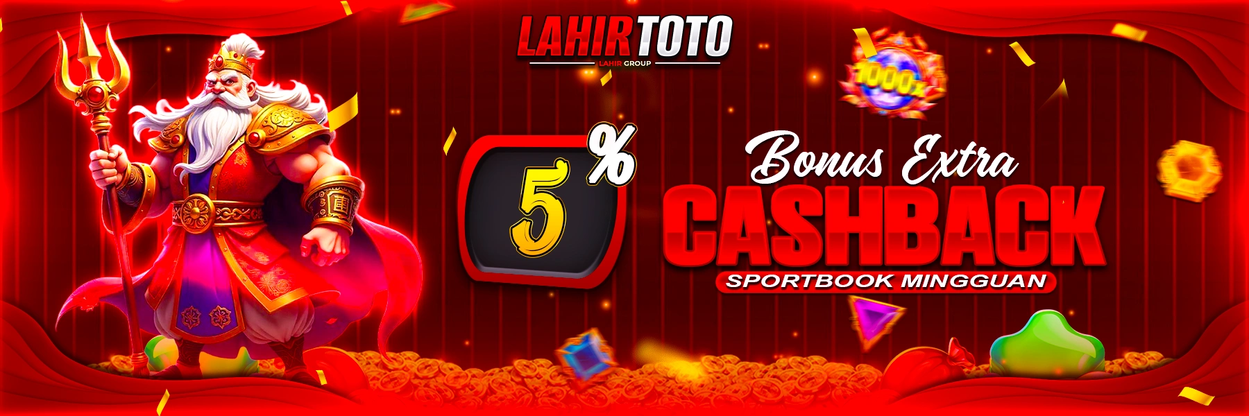 BONUS CASHBACK SPORTBOOK 5% MINGGUAN