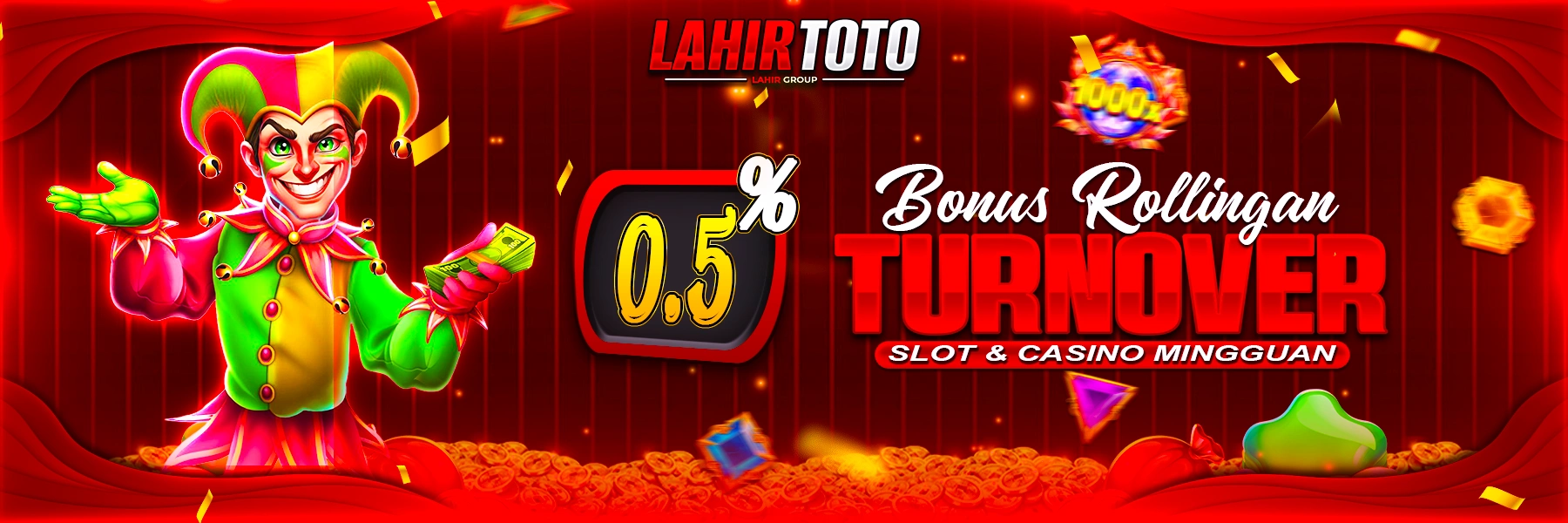 BONUS ROLLINGAN/TURNOVER SLOT DAN CASINO 0.5% MINGGUAN